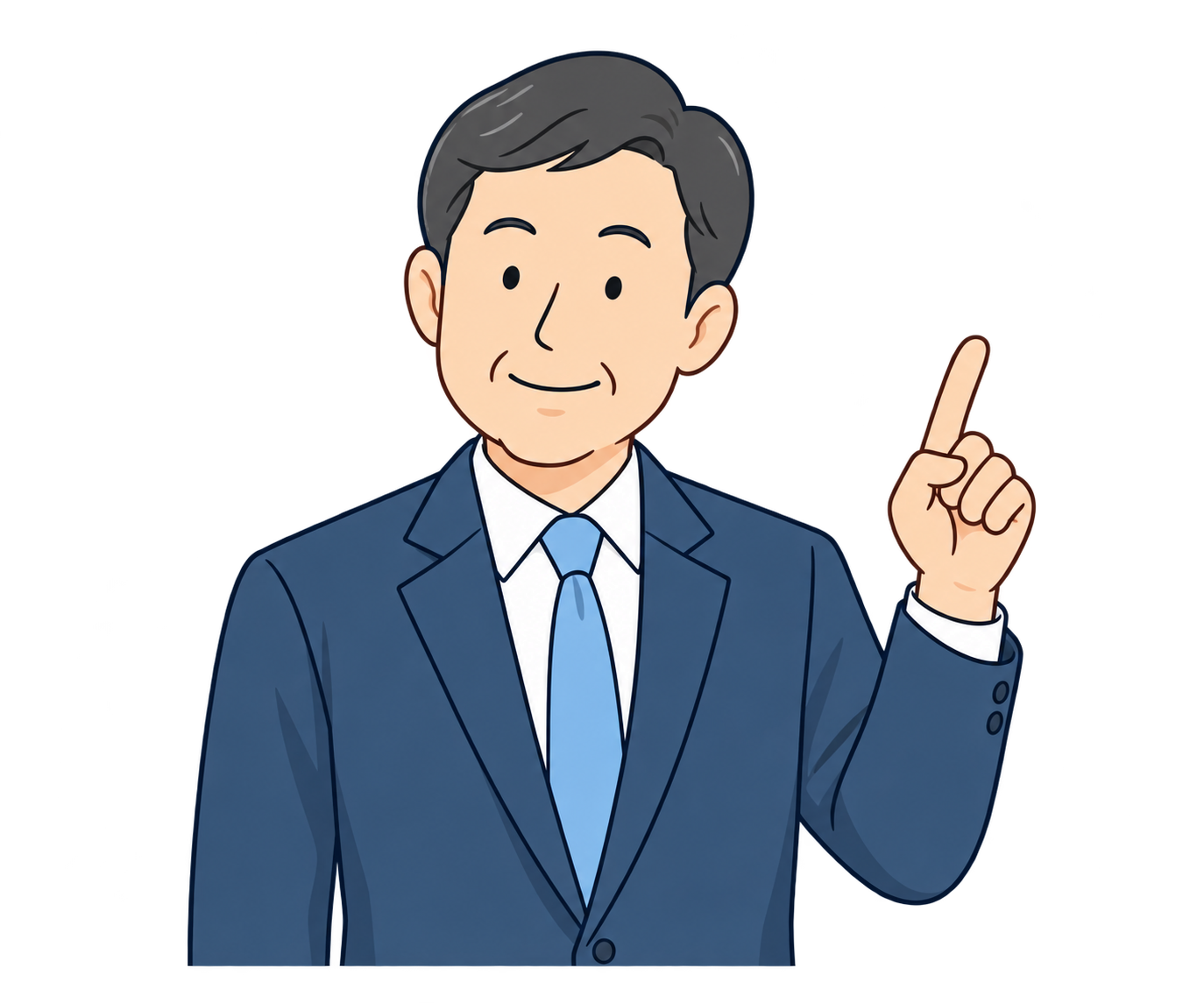 改善のヒントを案内する穏やかな表情のビジネスパーソン